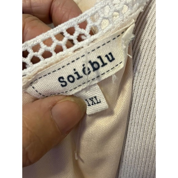 Soieblu •Women 1XL• Ivory Sheer Embroidered Lace Nude Underlay Dress Bell Sleeve - Picture 5 of 8